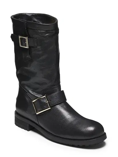Jimmy Choo Women's Biker Mid Leather Boots - Black | Thumbnail 2