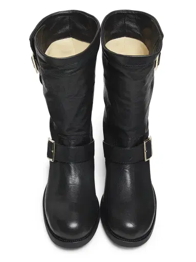 Jimmy Choo Women's Biker Mid Leather Boots - Black | Thumbnail 4