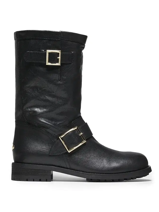 Jimmy Choo Women's Biker Mid Leather Boots - Black