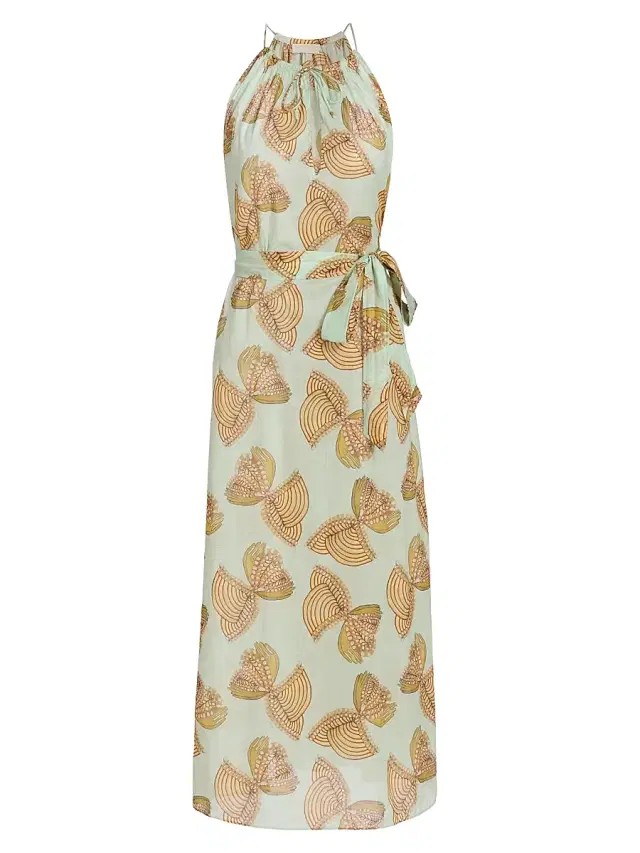 Women's Anna Zemankova Printed Swim Elara Printed Cotton Maxi Cover-Up Dress - Water Blossoms