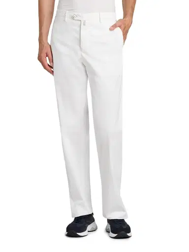 Kiton Men's Stretch-Cotton Flat-Front Trousers - White - Size 40 | Thumbnail 3 Kiton Men's Stretch-Cotton Flat-Front Trousers - White - Size 40 | Thumbnail 3