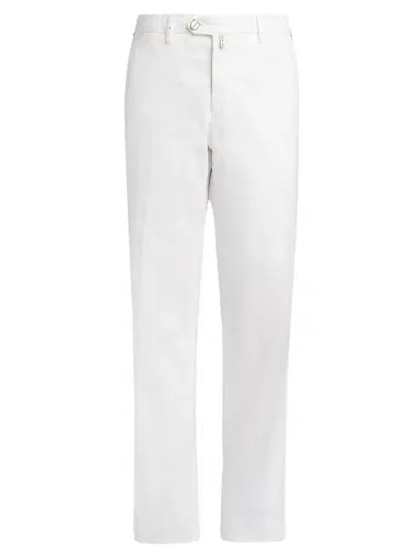 Kiton Men's Stretch-Cotton Flat-Front Trousers - White - Size 40 | Thumbnail 1 Kiton Men's Stretch-Cotton Flat-Front Trousers - White - Size 40 | Thumbnail 1