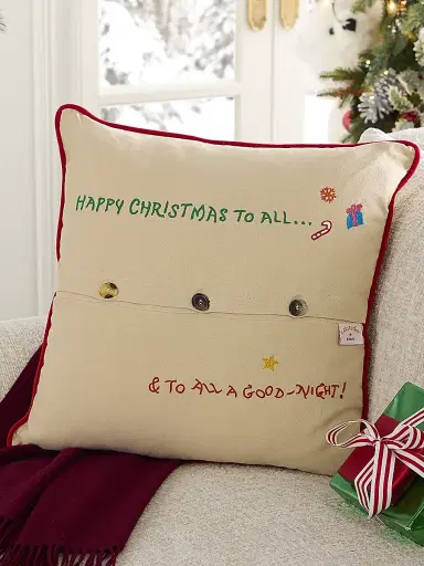 Catstudio Night Before Christmas Hand-Embroidered Cotton Pillow | Thumbnail 2
