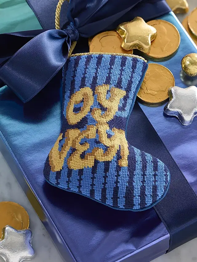 Oye Vey! Needlepoint Mini Stocking Ornament