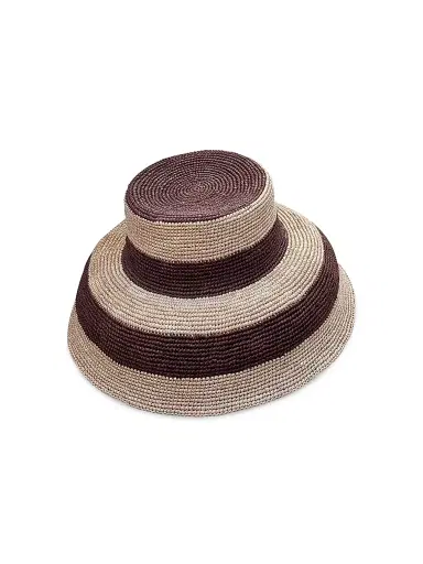 VAN PALMA Women's Gina XL Two-Tone Straw Bucket Hat - Brown - Size Medium | Thumbnail 1 VAN PALMA Women's Gina XL Two-Tone Straw Bucket Hat - Brown - Size Medium | Thumbnail 1