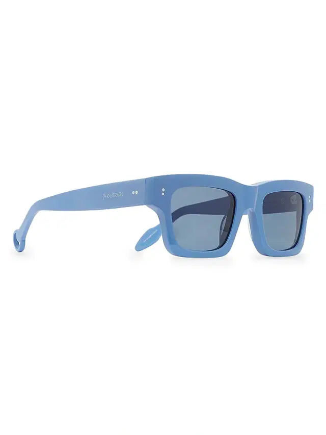 Women's 55MM Solid Lens Rectangle Sunglasses - Blue