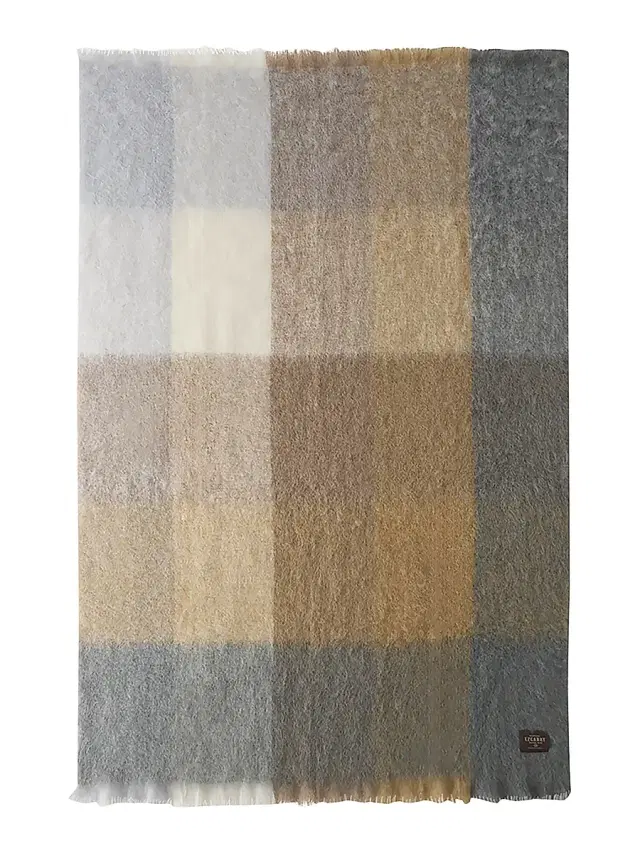 Mantas Ezcaray Cuadros Plaid Mohair-Merino Wool Throw Blanket - Tan