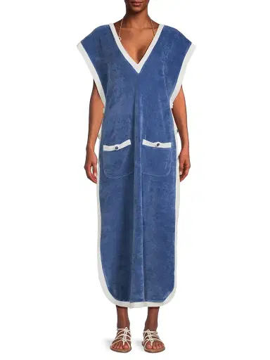 My Beachy Side Women's Peony Caftan Cover-Up Dress - Navy - Size Large | Thumbnail 3 My Beachy Side Women's Peony Caftan Cover-Up Dress - Navy - Size Large | Thumbnail 3