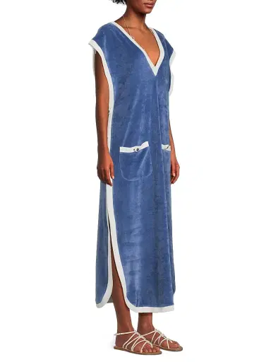 My Beachy Side Women's Peony Caftan Cover-Up Dress - Navy - Size Large | Thumbnail 4 My Beachy Side Women's Peony Caftan Cover-Up Dress - Navy - Size Large | Thumbnail 4