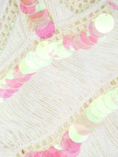 My Beachy Side Women's Viola Crochet-Knit Sequined Tankini Top - Ivory - Size Large | Thumbnail 6