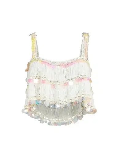My Beachy Side Women's Viola Crochet-Knit Sequined Tankini Top - Ivory - Size Large | Thumbnail 1