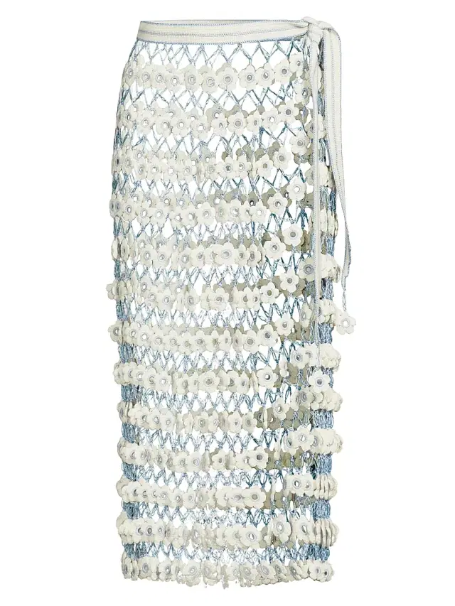 My Beachy Side Women's Fleur Hand-Crocheted Cover-Up Maxi Skirt - Baby Blue