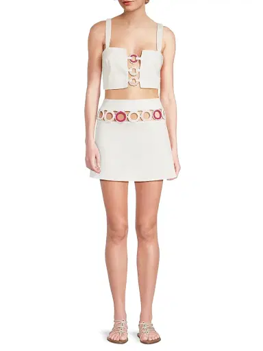 My Beachy Side Women's Palma Cut-Out Stretch-Cotton Cover-Up Miniskirt - Pink - Size Large | Thumbnail 2
