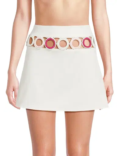 My Beachy Side Women's Palma Cut-Out Stretch-Cotton Cover-Up Miniskirt - Pink - Size Large | Thumbnail 3