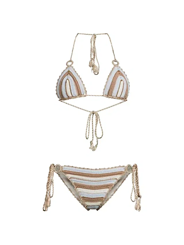 My Beachy Side Women's Celia Hand-Crocheted Bikini - Blue Striped