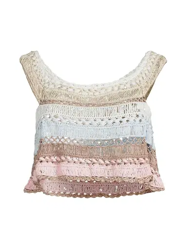 My Beachy Side Women's Cleo Crochet-Knit Cotton-Blend Crop Top - Cotton Candy - Size Large | Thumbnail 1