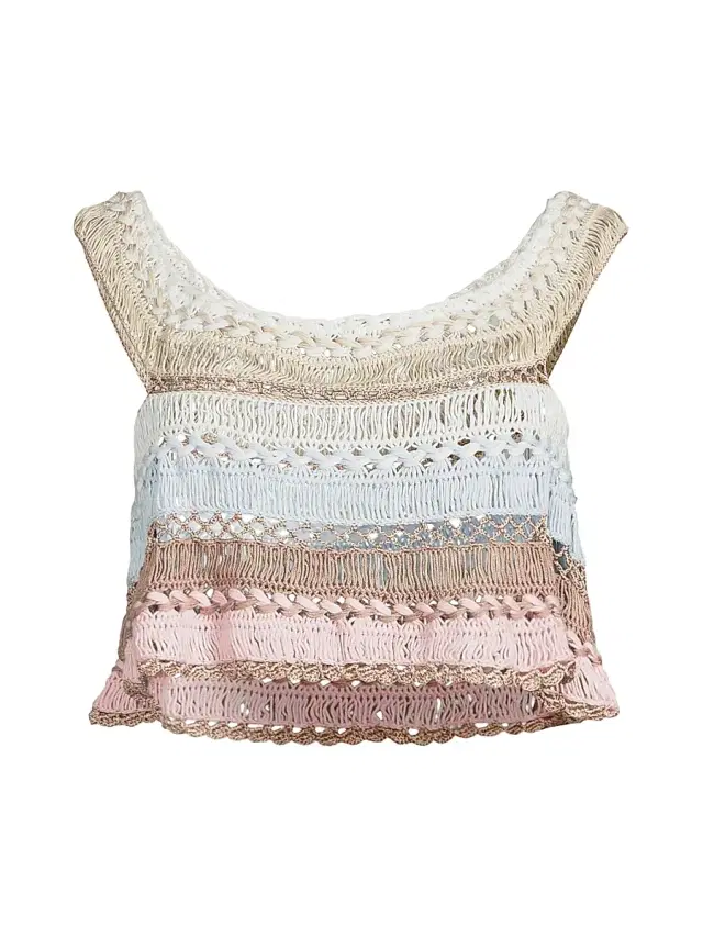 My Beachy Side Women's Cleo Crochet-Knit Cotton-Blend Crop Top - Cotton Candy