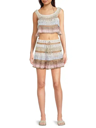 My Beachy Side Women's Cleo Crochet-Knit Cotton-Blend Miniskirt | Thumbnail 2 My Beachy Side Women's Cleo Crochet-Knit Cotton-Blend Miniskirt | Thumbnail 2
