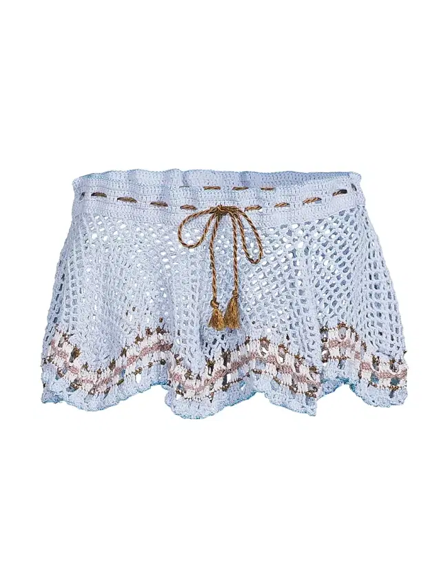 Women's Tula Hand-Crocheted Miniskirt - Baby Blue