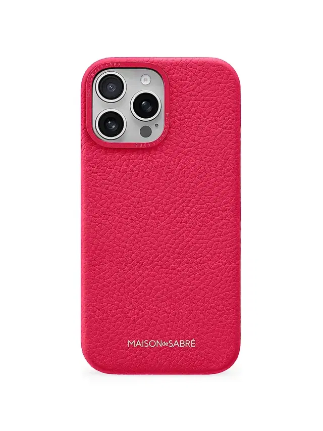 Maison de Sabre Leather Phone Case (iPhone 16 Pro Max) - Shibuya Fuchsia