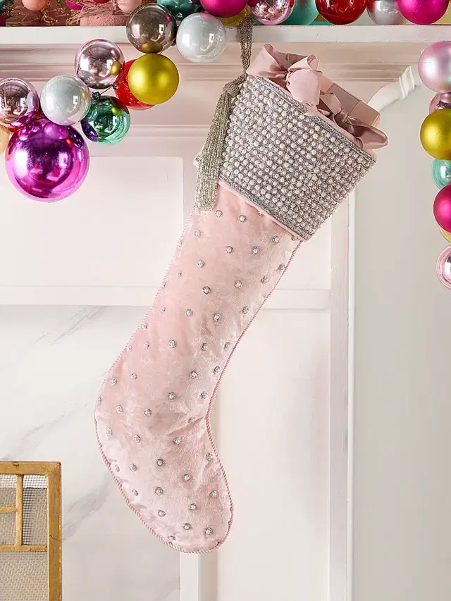 Pearly Velvet Holiday Stocking