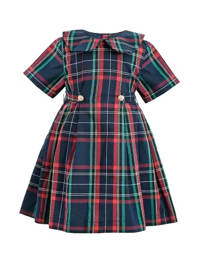 Tulleen Baby Girl's & Little Girl's Plaid Button-Waist Dress - Navy Multi 36 Months | Thumbnail 1