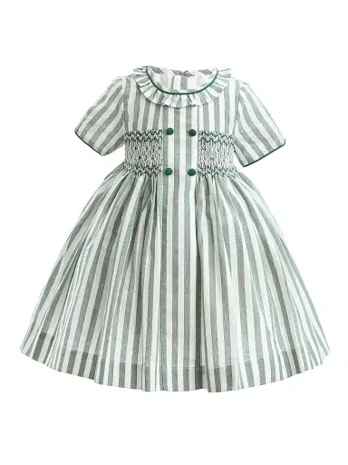 Tulleen Baby Girl's & Little Girl's Button-Up Stripe Dress - Green 36 Months | Thumbnail 1