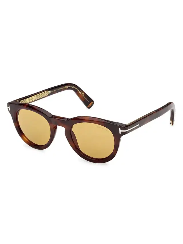 TOM FORD Men's Icon 47MM Round Sunglasses - Classic Havana