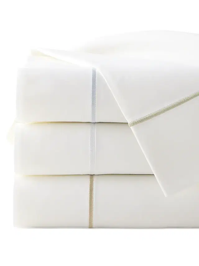Sferra Marcus 2-Piece Cotton King Pillowcase Set - White Green King