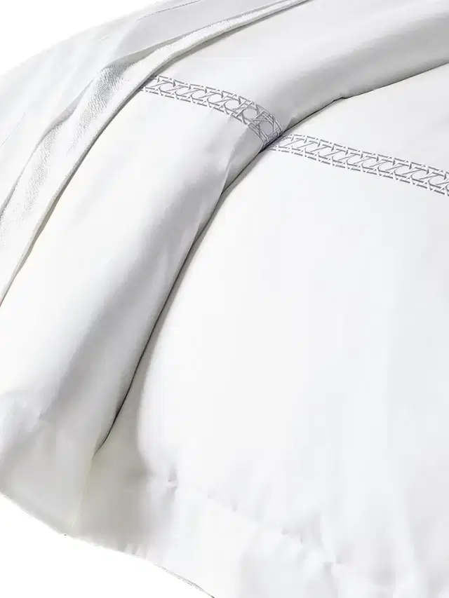 Cane II 3-Piece Embroidered Cotton Full Duvet Cover Set - White Brown Full