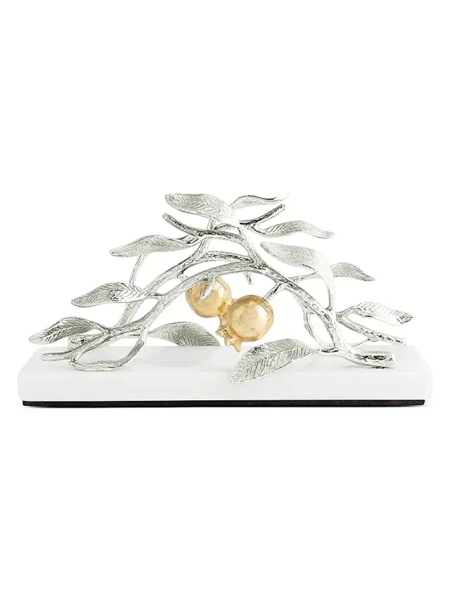 Michael Aram Pomegranate Silvertone & Goldtone Napkin Holder - Grey Yellow