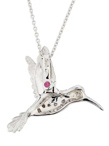 Roberto Coin Women's Tiny Treasures 18K White Gold & 0.09 TCW Diamond Hummingbird Pendant Necklace - White Gold | Thumbnail 4 Roberto Coin Women's Tiny Treasures 18K White Gold & 0.09 TCW Diamond Hummingbird Pendant Necklace - White Gold | Thumbnail 4