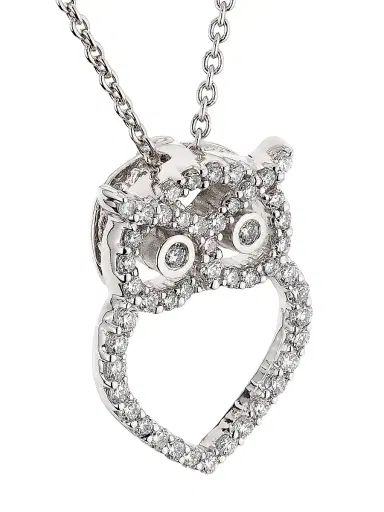 Roberto Coin Women's Tiny Treasures 18K White Gold & 0.21 TCW Diamond Owl Pendant Necklace - White Gold | Thumbnail 4
