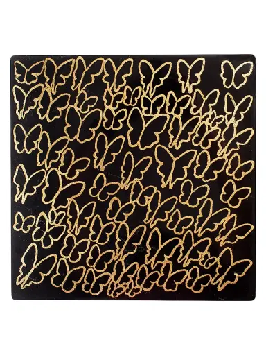 Hunt Slonem Midnight Butterflies Metallic-Print Lacquer Square Placemat | Thumbnail 1 Hunt Slonem Midnight Butterflies Metallic-Print Lacquer Square Placemat | Thumbnail 1