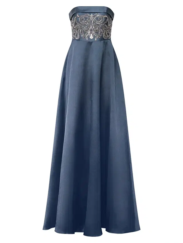 Theia Women's Paloma Mikado A-Line Gown - Odyssey Grey