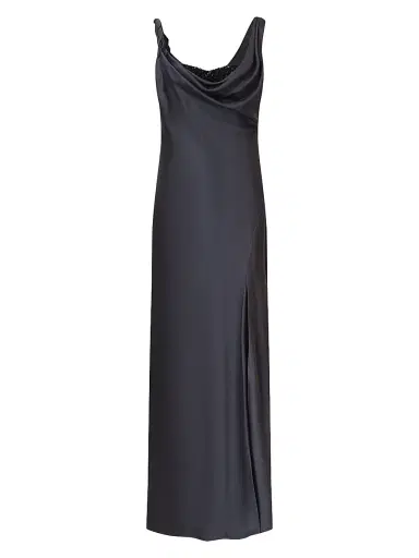 Halston Women's Trina Embellished Satin Cowlneck Gown - Charcoal - Size 0 | Thumbnail 1