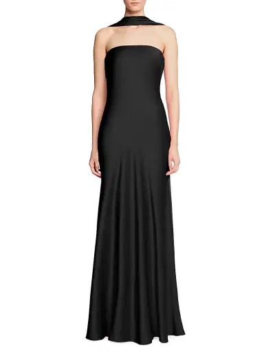Halston Women's Vali Crepe Cowlback Gown - Black - Size 12 | Thumbnail 2