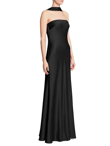 Halston Women's Vali Crepe Cowlback Gown - Black - Size 12 | Thumbnail 3