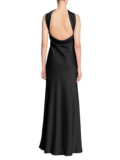 Halston Women's Vali Crepe Cowlback Gown - Black - Size 12 | Thumbnail 4