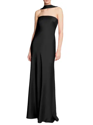 Halston Women's Vali Crepe Cowlback Gown - Black - Size 12 | Thumbnail 5