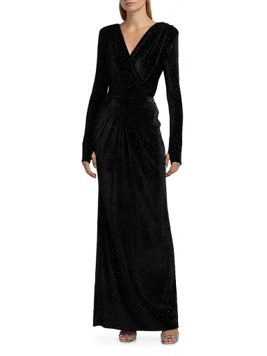 Mariandree Gaitan Women's Marcela Crystal-Embellished Velvet Bodysuit - Black - Size XS | Thumbnail 2 Mariandree Gaitan Women's Marcela Crystal-Embellished Velvet Bodysuit - Black - Size XS | Thumbnail 2