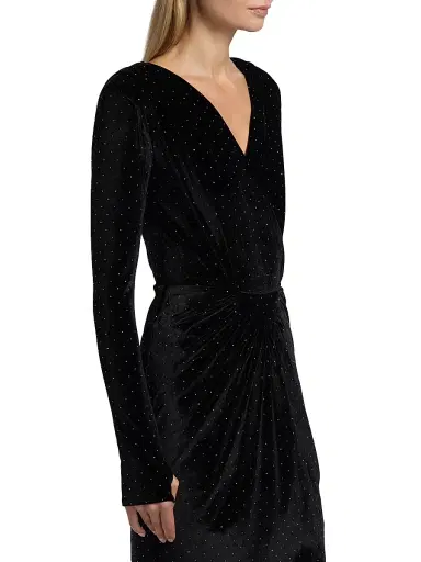 Mariandree Gaitan Women's Marcela Crystal-Embellished Velvet Bodysuit - Black - Size XS | Thumbnail 4 Mariandree Gaitan Women's Marcela Crystal-Embellished Velvet Bodysuit - Black - Size XS | Thumbnail 4
