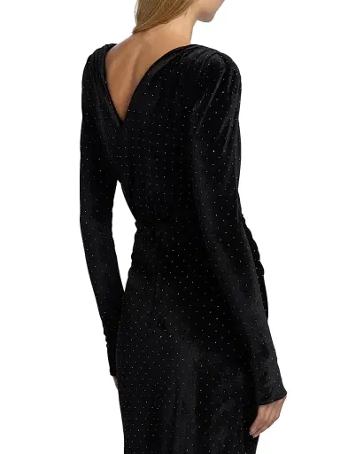 Mariandree Gaitan Women's Marcela Crystal-Embellished Velvet Bodysuit - Black - Size XS | Thumbnail 5 Mariandree Gaitan Women's Marcela Crystal-Embellished Velvet Bodysuit - Black - Size XS | Thumbnail 5