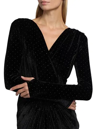 Mariandree Gaitan Women's Marcela Crystal-Embellished Velvet Bodysuit - Black - Size XS | Thumbnail 7 Mariandree Gaitan Women's Marcela Crystal-Embellished Velvet Bodysuit - Black - Size XS | Thumbnail 7