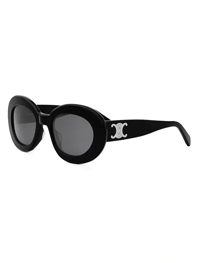 CELINE Men's Triomphe 42MM Round Sunglasses - Black