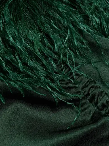 Lapointe Women's Double-Faced Satin Feather-Trimmed Gown - Forest Green - Size 8 | Thumbnail 7 Lapointe Women's Double-Faced Satin Feather-Trimmed Gown - Forest Green - Size 8 | Thumbnail 7
