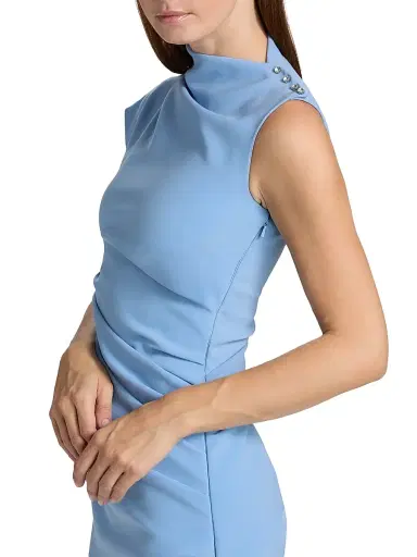 Atelier Prabal Gurung Women's Ashley Bias Draped Fitted Gown - Blue | Thumbnail 6