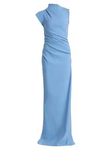 Atelier Prabal Gurung Women's Ashley Bias Draped Fitted Gown - Blue | Thumbnail 1