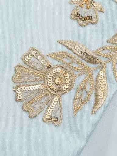 Reem Acra Women's Embroidered Piqué Jacket - Powder Blue Gold - Size 4 | Thumbnail 7