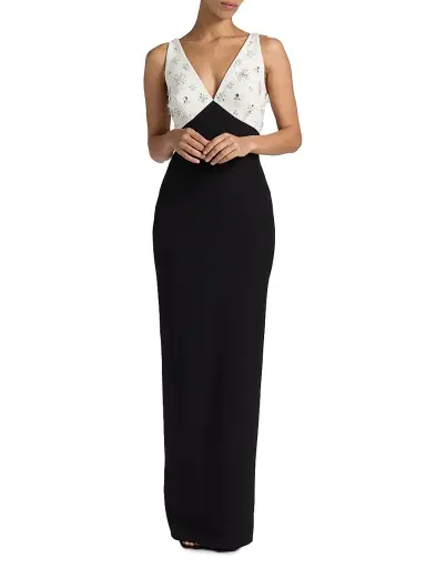PAMELLA ROLAND Women's Embellished Two-Tone Column Gown | Thumbnail 2 PAMELLA ROLAND Women's Embellished Two-Tone Column Gown | Thumbnail 2